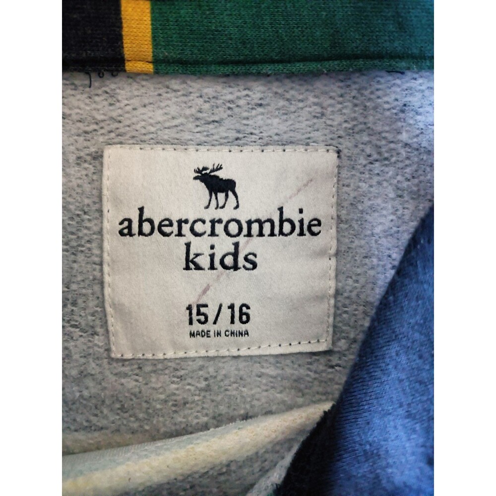 Vintage Abercrombie & Fitch Striped Hoodie Kids 15/16 Front Pockets 90s - Picture 3 of 6
